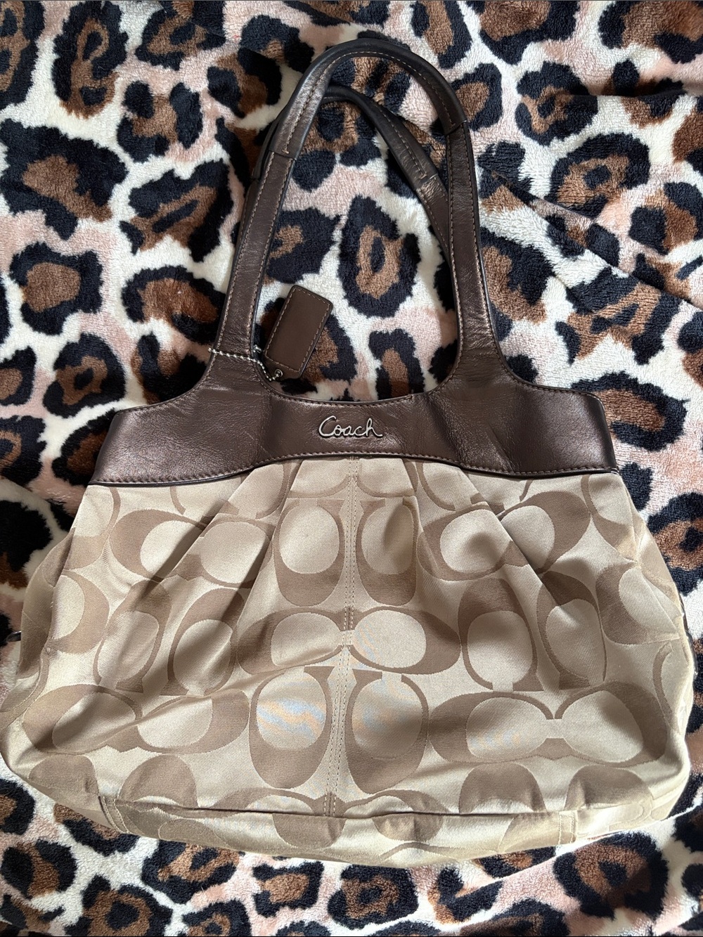 Vintage Coach Signature Canvas Tote in Beige and Brown